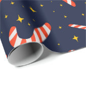 Cute Candy Cane Sterrennacht Time Sky Kerstmis Cadeaupapier (Rol Hoek)
