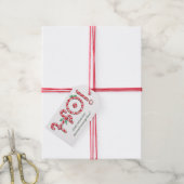 Cute Candy Cane Text Design met Word HO! Cadeaulabel (Met Touw)