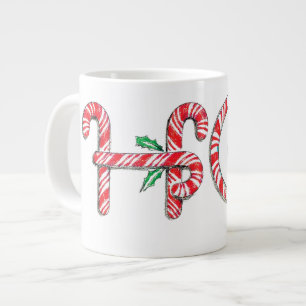 Cute Candy Cane Text Design met Word HO! Grote Koffiekop