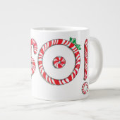 Cute Candy Cane Text Design met Word HO! Grote Koffiekop (Voorkant rechts)