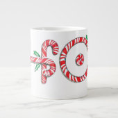 Cute Candy Cane Text Design met Word HO! Grote Koffiekop (Voorkant)