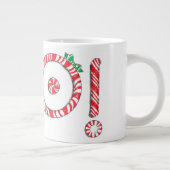 Cute Candy Cane Text Design met Word HO! Grote Koffiekop (Rechts)