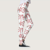Cute Candy Cane Text Design met Word HO! Leggings (Rechts)