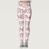 Cute Candy Cane Text Design met Word HO! Leggings (Voorkant)