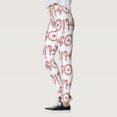 Cute Candy Cane Text Design met Word HO! Leggings (Links)