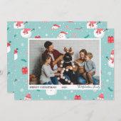 Cute Candy Canes and Snowmen Photo Feestdagenkaart (Voorkant / Achterkant)