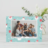 Cute Candy Canes and Snowmen Photo Feestdagenkaart (Staand voorkant)