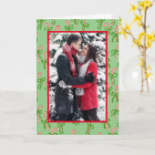 Cute Candy Canes kerstfeestdag CUSTOM FOTO Kaart (Gele Bloem)