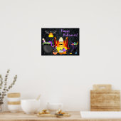 Cute Candy Corn en Spooky Treates Happy Halloween Poster (Keuken)