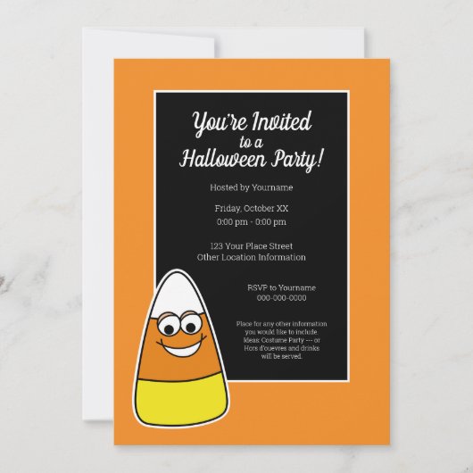 Cute Candy Corn Halloween Party Kaart (Voorkant)