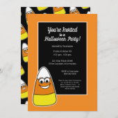 Cute Candy Corn Halloween Party Kaart (Voorkant / Achterkant)