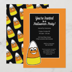Cute Candy Corn Halloween Party Kaart