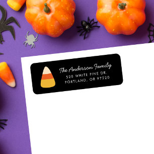 Cute Candy Corn Halloween Retouradres Etiket