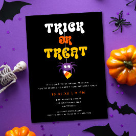 Cute Candy Corn Kinder Halloween Party Invitation Feestdagenkaart