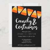 Cute Candy Corn Snoep and Costumes Halloween Party Kaart (Voorkant)