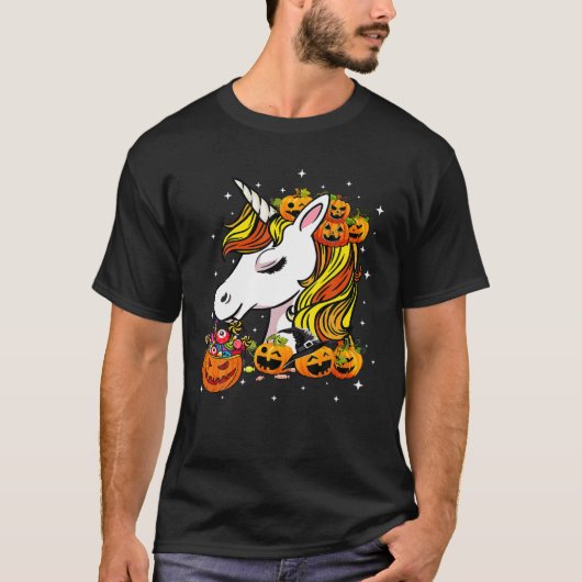Cute Candy Corn Unicorn Halloween Top (Voorkant)