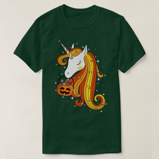 Cute Candy Corn Unicorn Halloween Top T-shirt (Design voorkant)