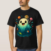Cute Candy Ghost Halloween Illustration T-shirt (Voorkant)