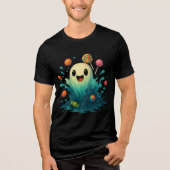 Cute Candy Ghost Halloween Illustration Tri-Blend Shirt (Voorkant)