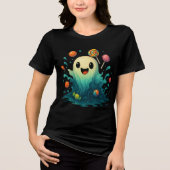 Cute Candy Ghost Halloween Illustration Tri-Blend Shirt (Voorkant)