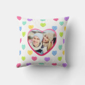 Cute Candy Hearts Koppel Foto Kussensloop Kussen (Achterkant)