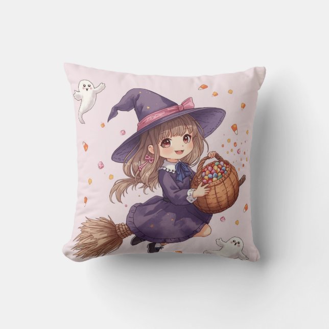 Cute Candy Heksen Halloween Kussen (Voorkant)