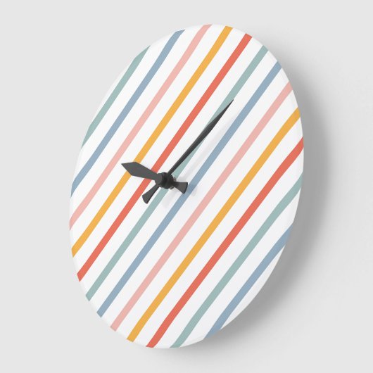 Cute Candy Striped Diagonal Grote Klok (Hoek)
