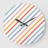 Cute Candy Striped Diagonal Grote Klok (Voorkant)