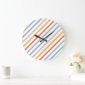 Cute Candy Striped Diagonal Grote Klok (Huis)