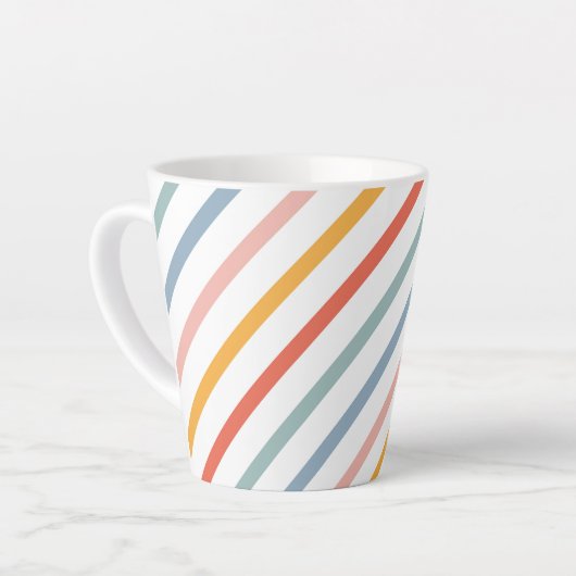 Cute Candy Striped Diagonal Latte Mok (Linkerhoek)