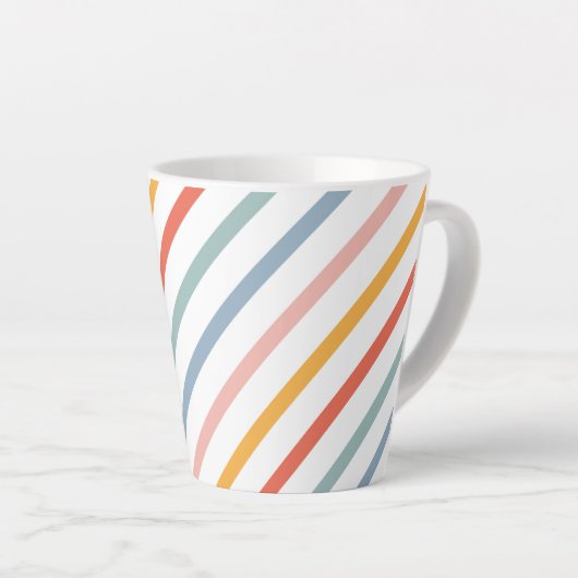 Cute Candy Striped Diagonal Latte Mok (Rechterhoek)