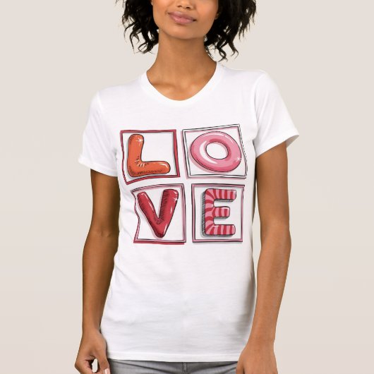 Cute Candy-Style LOVE Typography Illustration  T-shirt (Voorkant)