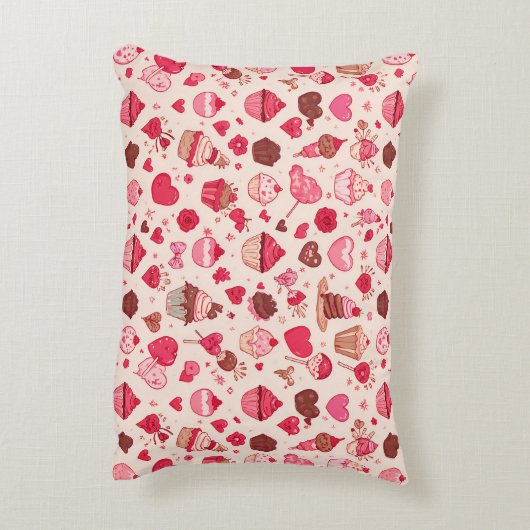 Cute Candy & Sweets Valentine Seamless Pattern  Accent Kussen (Achterkant (Verticaal))