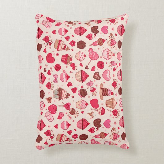 Cute Candy & Sweets Valentine Seamless Pattern Accent Kussen (Voorkant(Verticaal))