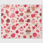 Cute Candy & Sweets Valentine Seamless Pattern  Cadeaupapier (Vlak)