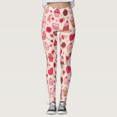 Cute Candy & Sweets Valentine Seamless Pattern Leggings (Voorkant)