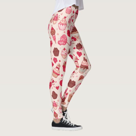 Cute Candy & Sweets Valentine Seamless Pattern  Leggings (Rechts)