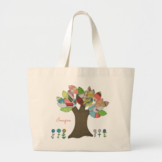Cute Canvas tas - Stel je voor - Button boom (Voorkant)