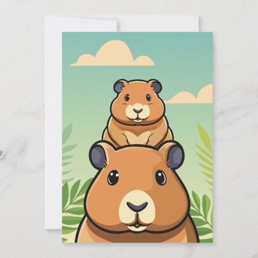Cute CAPIBARA Invitation Kaart (Achterkant)