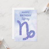 Cute Capricorn Astrology Custom Happy Birthday Kaart (Voorkant / Achterkant in situ)