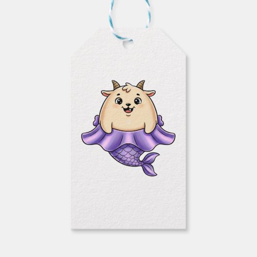 Cute Capricorn Cartoon – Whimsical Zodiac Cadeaulabel (Achterkant)