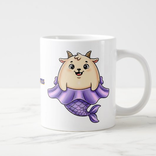 Cute Capricorn Cartoon – Whimsical Zodiac Grote Koffiekop (Rechts)