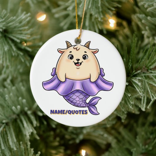 Cute Capricorn Cartoon – Whimsical Zodiac Keramisch Ornament (Boom)