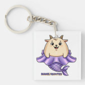 Cute Capricorn Cartoon – Whimsical Zodiac Sleutelhanger (voorkant)