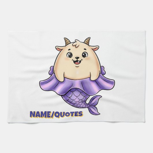 Cute Capricorn Cartoon – Whimsical Zodiac Theedoek (Horizontaal)