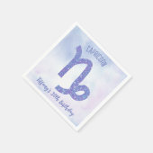 Cute Capricorn Sign Custom Paars Birthday Party Servet (Hoek)