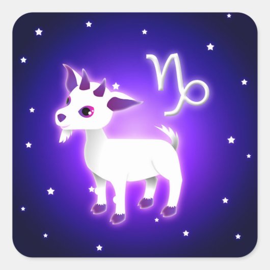 Cute Capricorn Zodiac Vierkante Sticker (Voorkant)