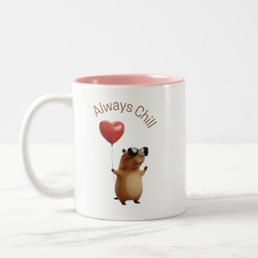 Cute Capybara Always Chill Valentine Coffee Mug Tweekleurige Koffiemok (Links)