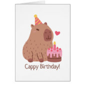 Cute Capybara And Cake Happy Cappy Birthday (Voorkant)