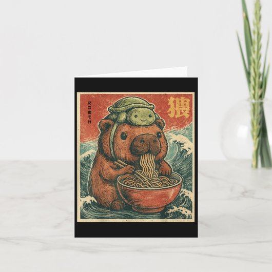 Cute Capybara And Turtle Backpack Ramen Kawaii Cap Kaart (Voorkant)